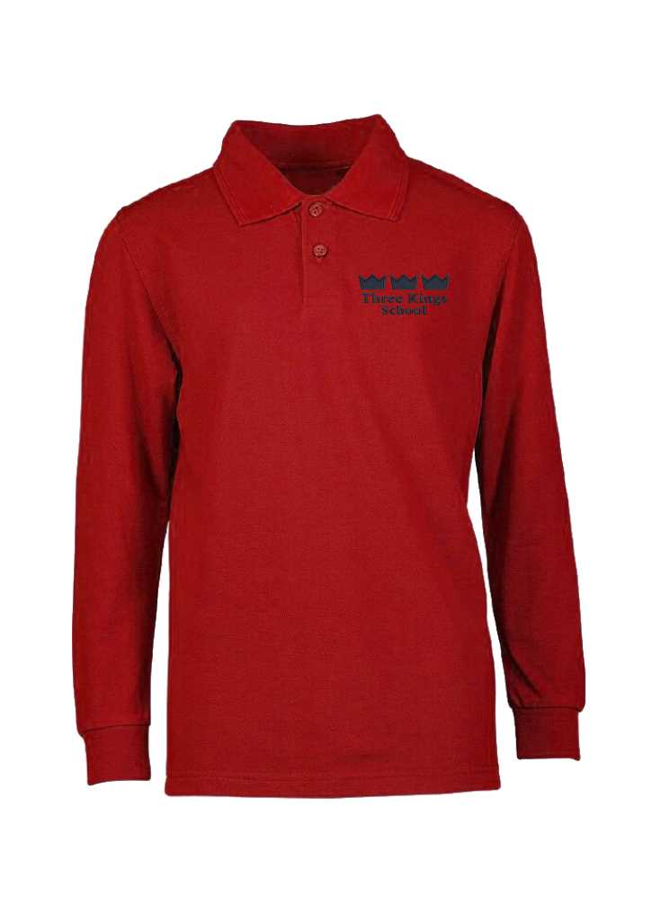 Three Kings School LS Polo Red